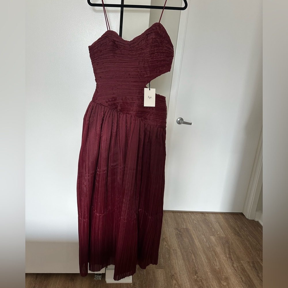 AJE Laurier wave burgundy dress